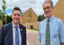 Job done: Nigel Howlett, chief executive of the CHS (Cambridge Housing Society) Group that oversaw the project at Wicken met Mayor Dr Nik Johnson.