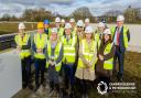 Mayor Dr Nik Johnson (left) at this week's topping out ceremony for the new university at Peterborough. ARU Peterborough will deliver courses targeted specifically towards industries locally where demand currently outstrips availability of skilled worker