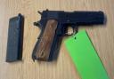 A man was arrested after police found him with a BB gun and cannabis outside Sainsbury's in Lisle Lane. 