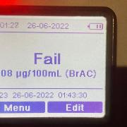 When breathalysed, the driver gave a reading that is over three-times the legal limit.