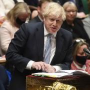 Steve Barclay (left) with Boris Johnson at PMQs in the Commons today