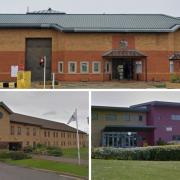 A number of prisoners have been released in Cambridgeshire. (Top: HMP Whitemoor, Left: HMP Littlehey, Right: HMP Peterborough)