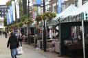 Market on Regent Street in Swindon Town Centre