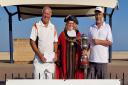 Over 60s Open Pairs winners Mark Turner and Peter Boldero with the mayor of Great Yarmouth