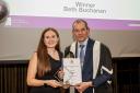 Beth Buchanan collects her award from RCGP president Richard Vautrey