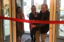 First resident, Donald Westmacott, and his daughter Jo had the responsibility of cutting the ribbon to formally open Welwyn Grange