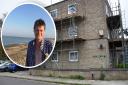 Nigel Mazs (inset) and the flats in Malakoff Close where he was attacked