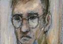 Court room sketch of James Watson, who has denied murdering Rikki Neave