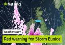 The Met Office issued a red weather warning across the South East, bracing the region for the arrival of Storm Eunice.