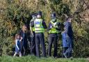 Police Prepare to close roads around the start line for the Cambridge v Oxford Boat Race 2021,
Great River Ouse, Ely
Sunday 04 April 2021. 
Picture by Terry Harris.