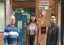 Labour Party members outside the GP surgery at Waterbeach