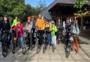 Electric bike ride to highlight Swaffham Prior's green energy scheme marks global climate change conference COP26. The riders are pictured.