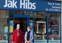 Independent shop owner Jacky Hibbert tops up furloughed employees’ wages thanks to success of free local delivery service. She is pictured (right) outside the shop with one of her employees, who is also called Jacky. Picture: BEN JOLLEY