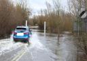 Motorists still defied flood warnings along the A1101 Welney Wash Road.