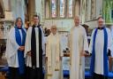 Jill Stimpson and other clergy at the celebration of her being appointed as Associate Priest for Haddenham, Wilburton, Witchford and Wentworth