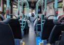 Stock image of inside a bus.