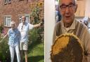 Jaroslaw and Norah Czarnobaj at home in Ely with their sunflowers.