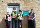 Pip Gardner from The Kite Trust (R) is pictured with Harriet from East Cambs CSP and representatives of East Cambs Police