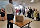 Steve Barclay MP talks to Littleport town councillors on the day of the leisure centre's opening in 2018