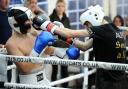 Alfie Shaw (white headguard) [LKBA] against Tommy Young [Eddie's Gym]. The fight ended in a draw.