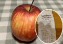 The grandmother's receipt states that she paid 55 pence for an apple at Sainsbury's cafe in Ely.