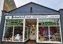 Branching Out festive shop window in Littleport High Street .