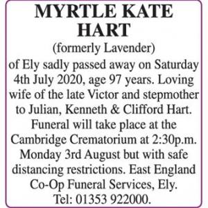 MYRTLE KATE HART