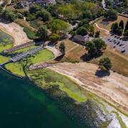 Grafham Water show signs of low water levels