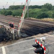 Fire damage has also caused disruption on the East Coast Main Line between Peterborough and London Kings Cross.