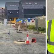 Cityglades development at Ditton Walk, Cambridge, where the company building the steel framed homes in the background has been fired by This Land CEO David Lewis (right)