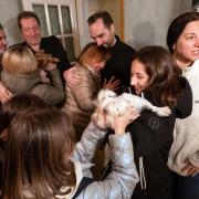 The Starkov family are reunited at their new home in Caldecote near Cambridge.