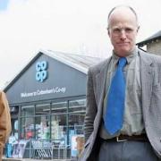 Tim Wotherspoon in Cottenham a week ago with Tory police and crime commissioner candidate Darryl Preston (left). They met local residents to discuss recent concerns over policing in the village.