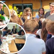 Pupils from Littleport Community Primary School helped create carnival eel 'Eel-izabeth' with help from artist Cary Outis ahead of the Queen's Platinum Jubilee.