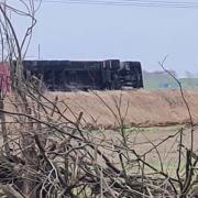 A lorry overturned on the A142 at Mepal today as Storm Eunice continues to wreak havoc across Cambridgeshire.