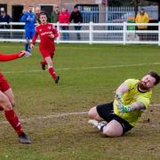 Ryan Gibbs scores the second equaliser for Ely City to make it 2-2 vs Kirkley & Pakefield.