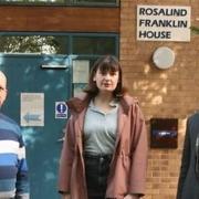 Labour Party members outside the GP surgery at Waterbeach