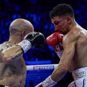 Jordan Gill in action against Kiko Martinez in London.