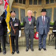 President of the City of Ely branch of the Royal British Legion, Ian Lindsay, chairman David Martin, the city’s mayor Chris Phillips, branch vice-chairman Neil Grimston and trumpeter Laurine Green.