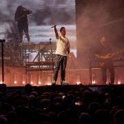 Bastille performing at Newmarket Racecourse.