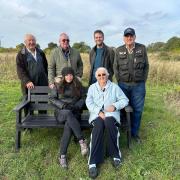 Jestyn Staples, Cllr Glenn Dyer, mayor David Woricker and John Aitchison.  On the bench are Cllr Elizabeth Johnston and Cllr Rosemary Aitchison.