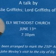 The talk was arranged to mark the 250th Anniversary of John Wesley's visit to the city of Ely