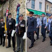 Standard bearers and cadets during the Ely Armed Forces Day parade