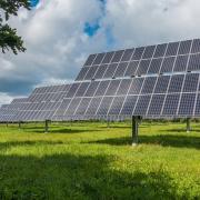 Stock image of a solar farm.