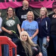 Television presenter and journalist Wendy Turner-Webster and actress Carol Royle joined Camp Beagle protesters outside the MBR Acres site in Wyton, Huntingdonshire, on Monday July 1.