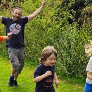 Tom his children and nephew enjoying Sunday's Ely Country junior parkrun