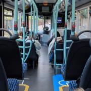 Stock image of inside a bus.