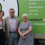 MP Charlotte Cane and East Cambridgeshire District Cllr John Trapp with Emmaus Cambridge chief executive officer, Donna Talbot.