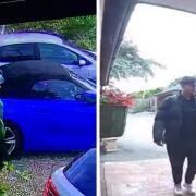 Police have released CCTV images of two men they would like to speak to in connection with criminal damage to two cars that were for sale in Cheveley and Ely.