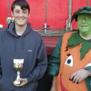 One of the trophy winners with Mr Pumpkin.