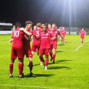 Celebrations for Ely City after cup win.